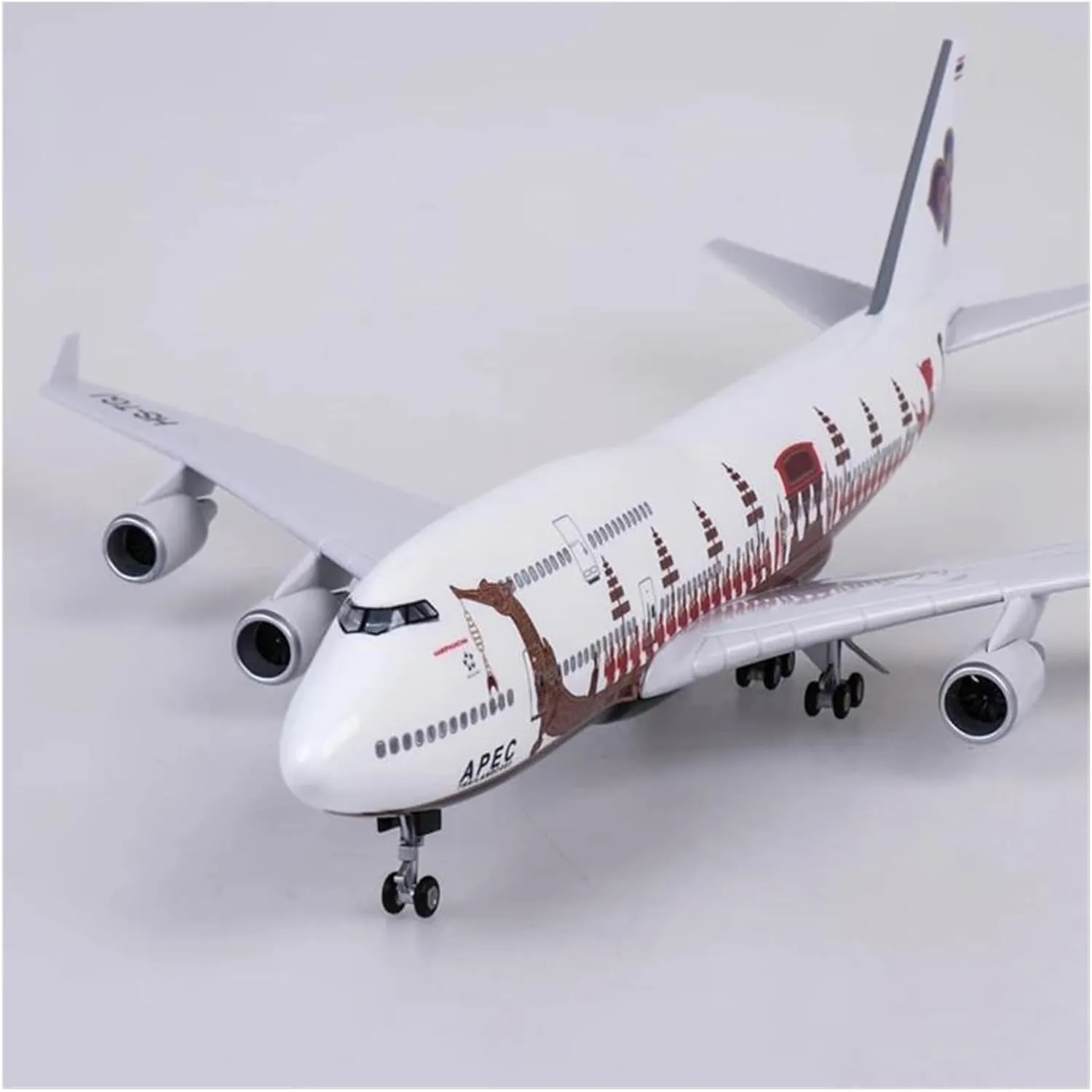 1 150 for Thai Airways Dragon Boat Boeing 747 Resin Airplane Diecast Model Airbus with Light and Wheels Miniatures Set(No Light)