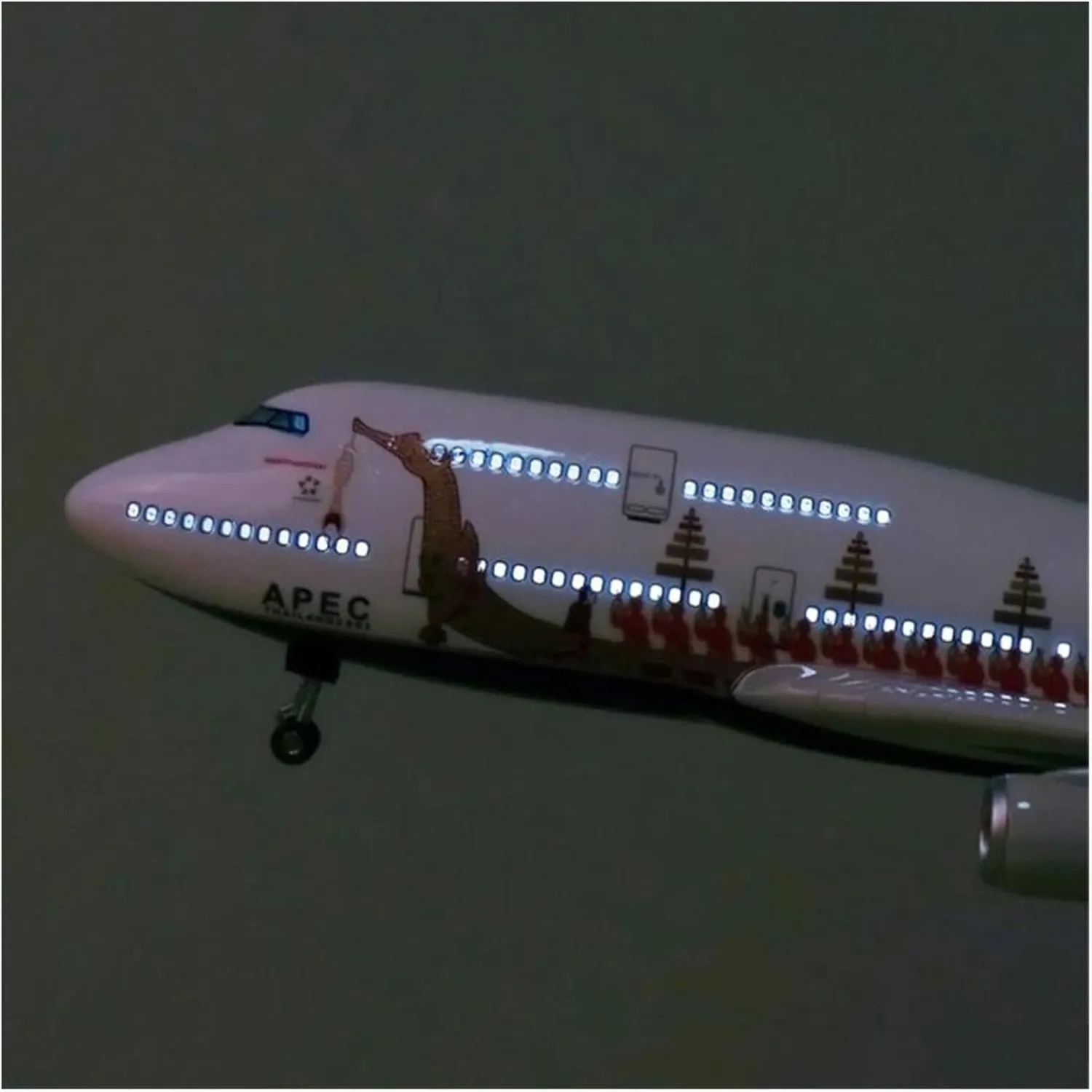 1 150 for Thai Airways Dragon Boat Boeing 747 Resin Airplane Diecast Model Airbus with Light and Wheels Miniatures Set(with Light)