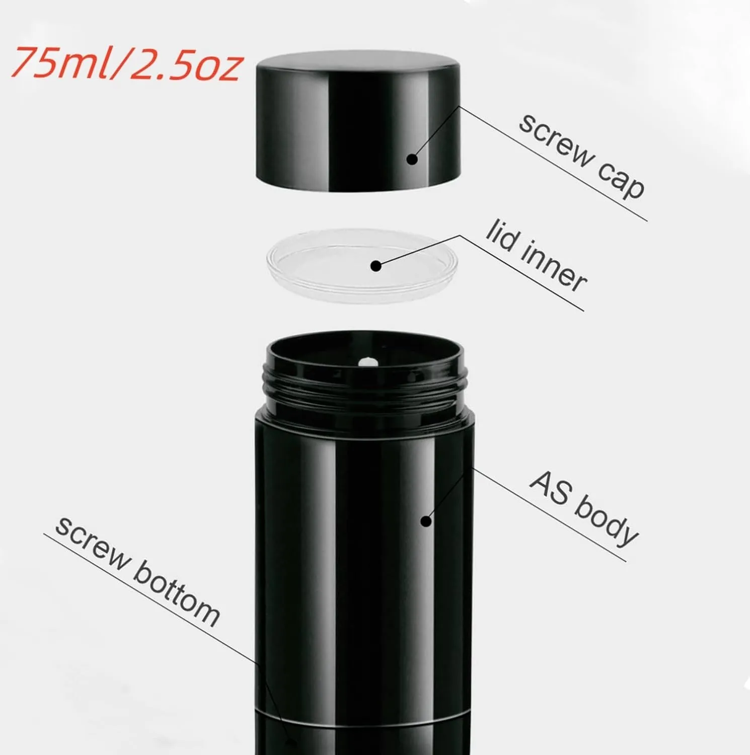 10 Pack 50ml Round Empty Deodorant Containers 1.7oz Twist Up Filling Stick Plastic Deodorant Container Empty Lip Balm Tubes Refillable Deodorant Tubes for DIY Lipstick Crayon Chapstick(Black)