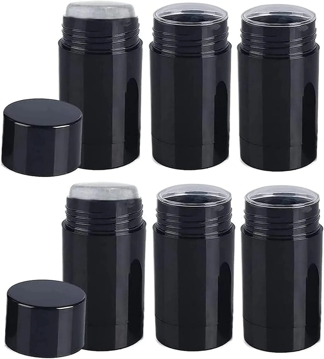 10 Pack 50ml Round Empty Deodorant Containers 1.7oz Twist Up Filling Stick Plastic Deodorant Container Empty Lip Balm Tubes Refillable Deodorant Tubes for DIY Lipstick Crayon Chapstick(Black)