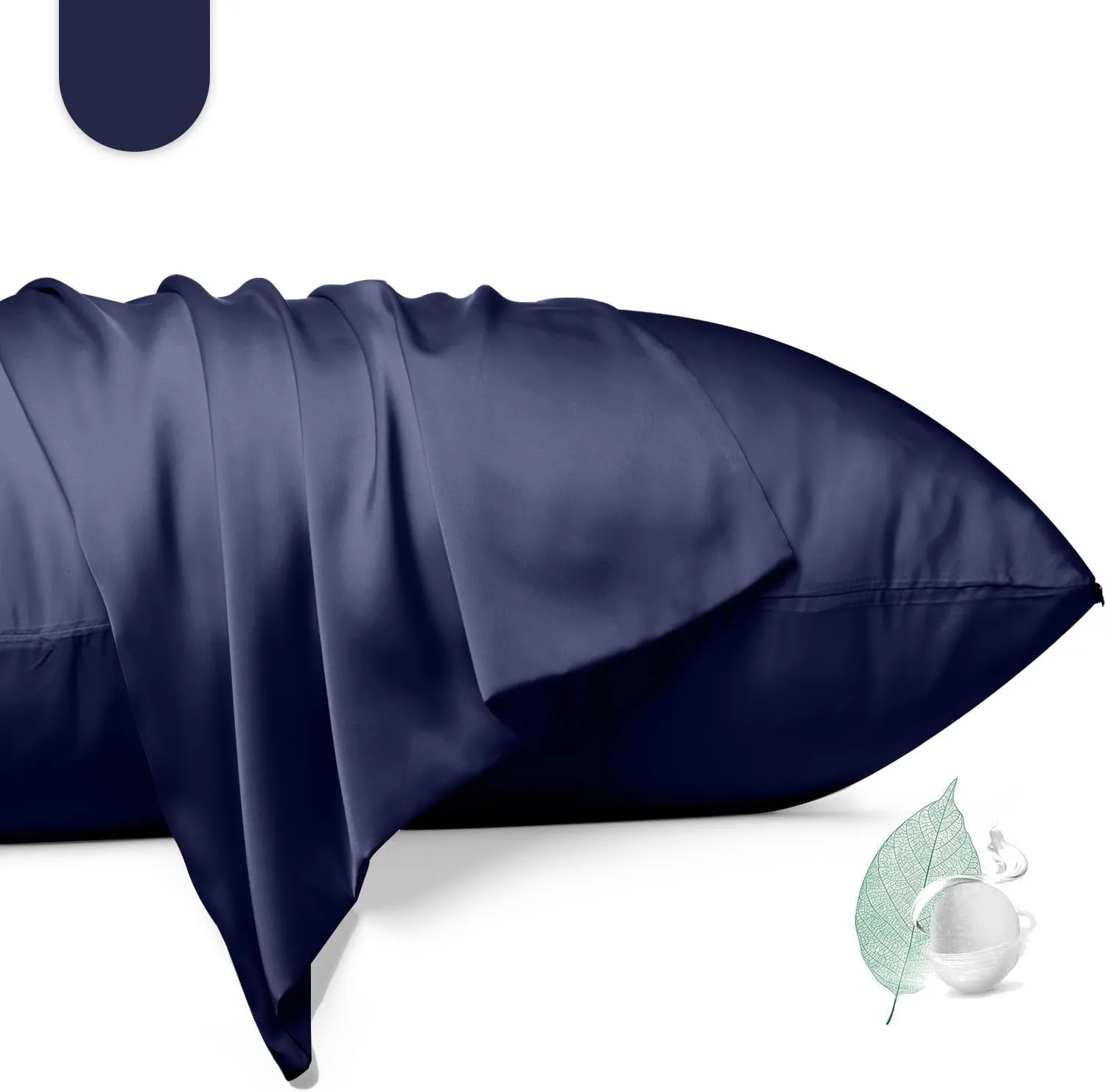 100% Mulberry Silk Pillowcase 2 Pack,Queen Size Silk Pillow Cases for Hair and Skin,Silky Smooth Bed Pillow Cover with Hidden Zipper,Natural Silk Pillow Case Set of 2 (Navy Blue, Queen 20X30)
