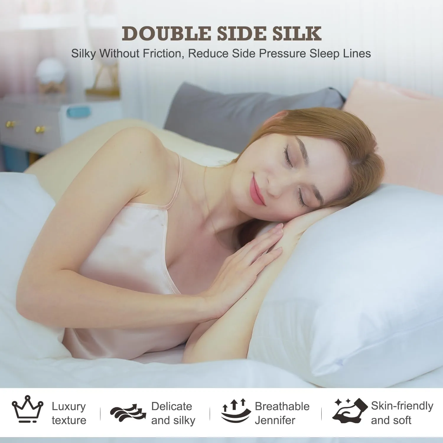 100% Mulberry Silk Pillowcase 2 Pack,Queen Size Silk Pillow Cases for Hair and Skin,Silky Smooth Bed Pillow Cover with Hidden Zipper,Natural Silk Pillow Case Set of 2 (Navy Blue, Queen 20X30)