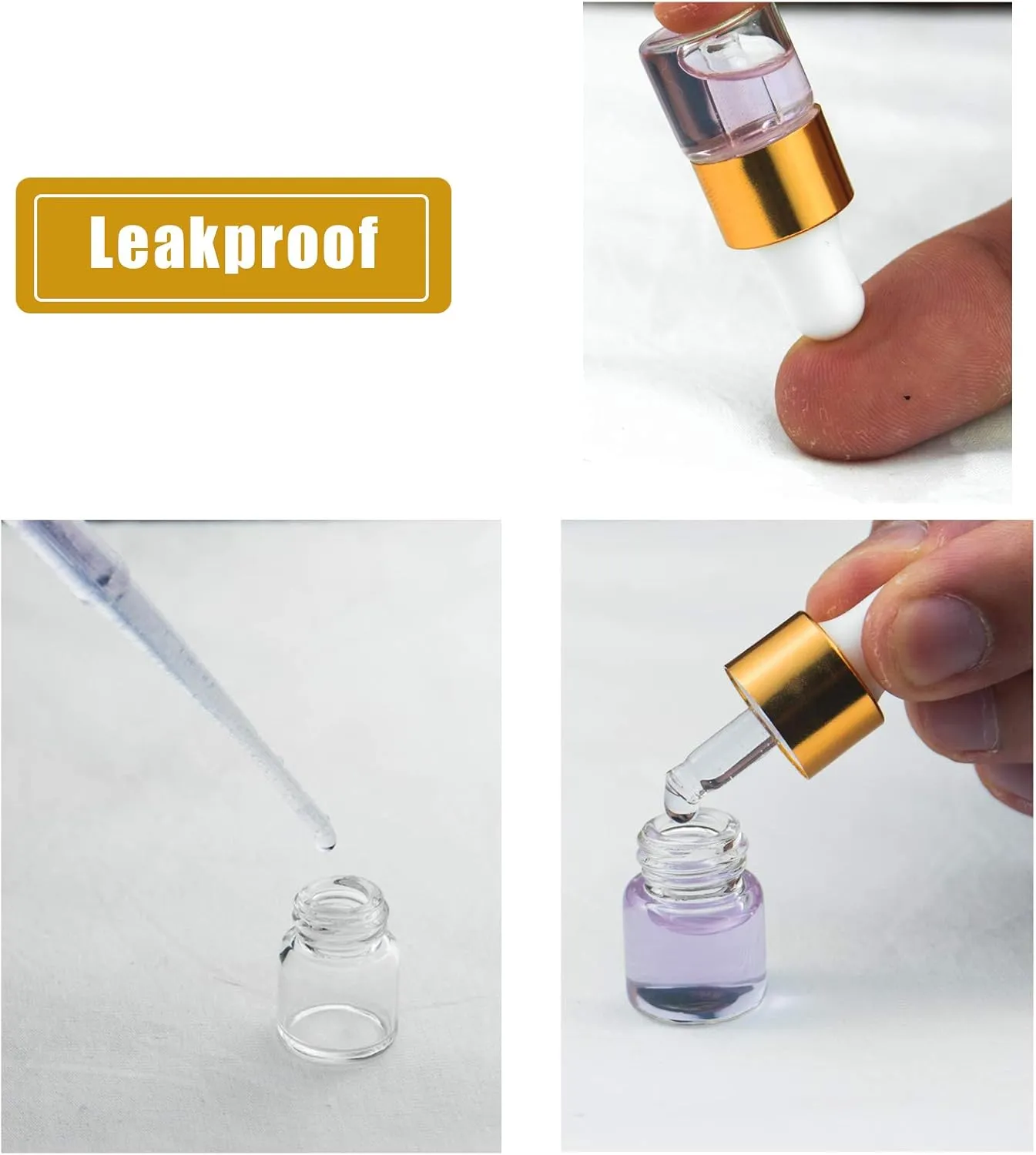 100 Pcs Sample Dropper Bottles, 1ml Clear Mini Dropper Bottles with 2 Pcs Plastic Droppers for Traveling Essential Oils DIY Cosmetic Liquid Sample Perfume