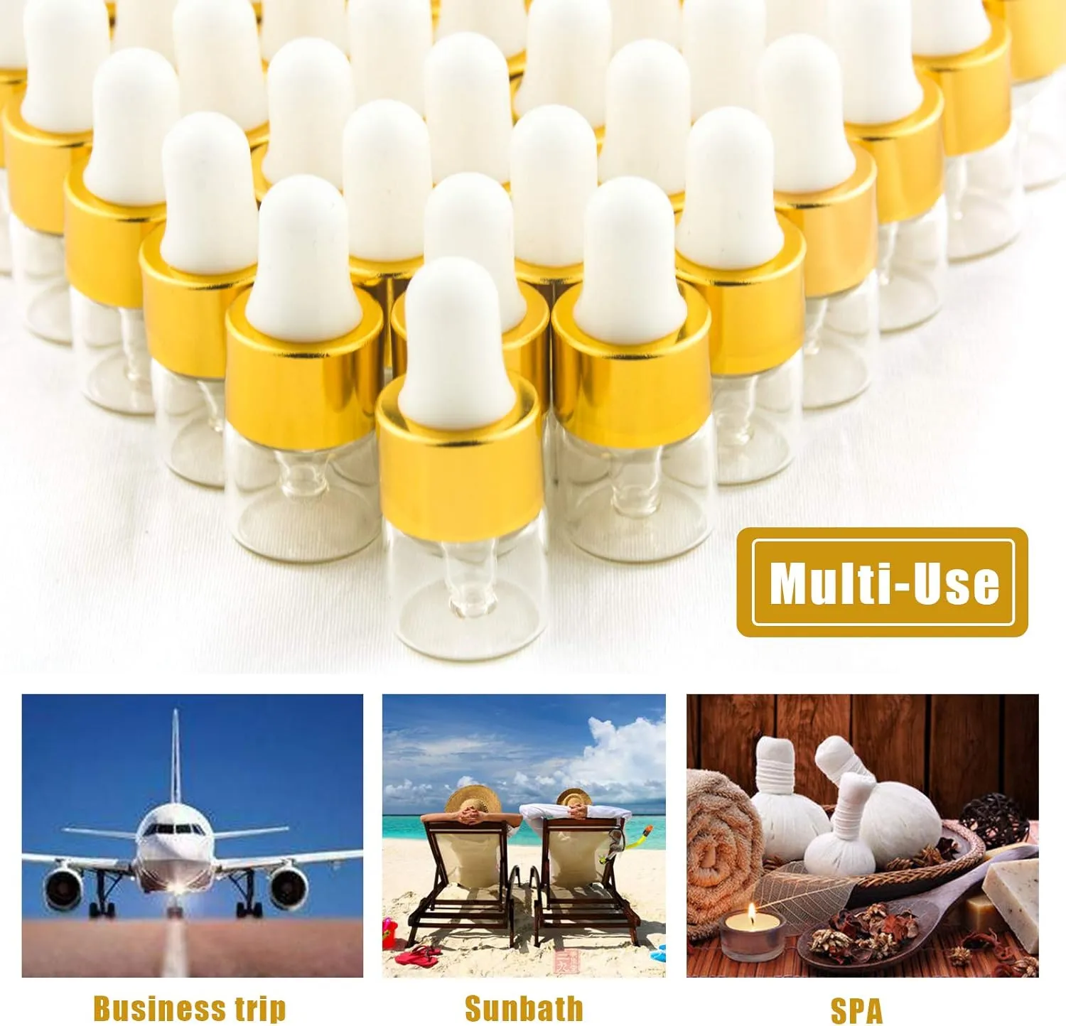 100 Pcs Sample Dropper Bottles, 1ml Clear Mini Dropper Bottles with 2 Pcs Plastic Droppers for Traveling Essential Oils DIY Cosmetic Liquid Sample Perfume