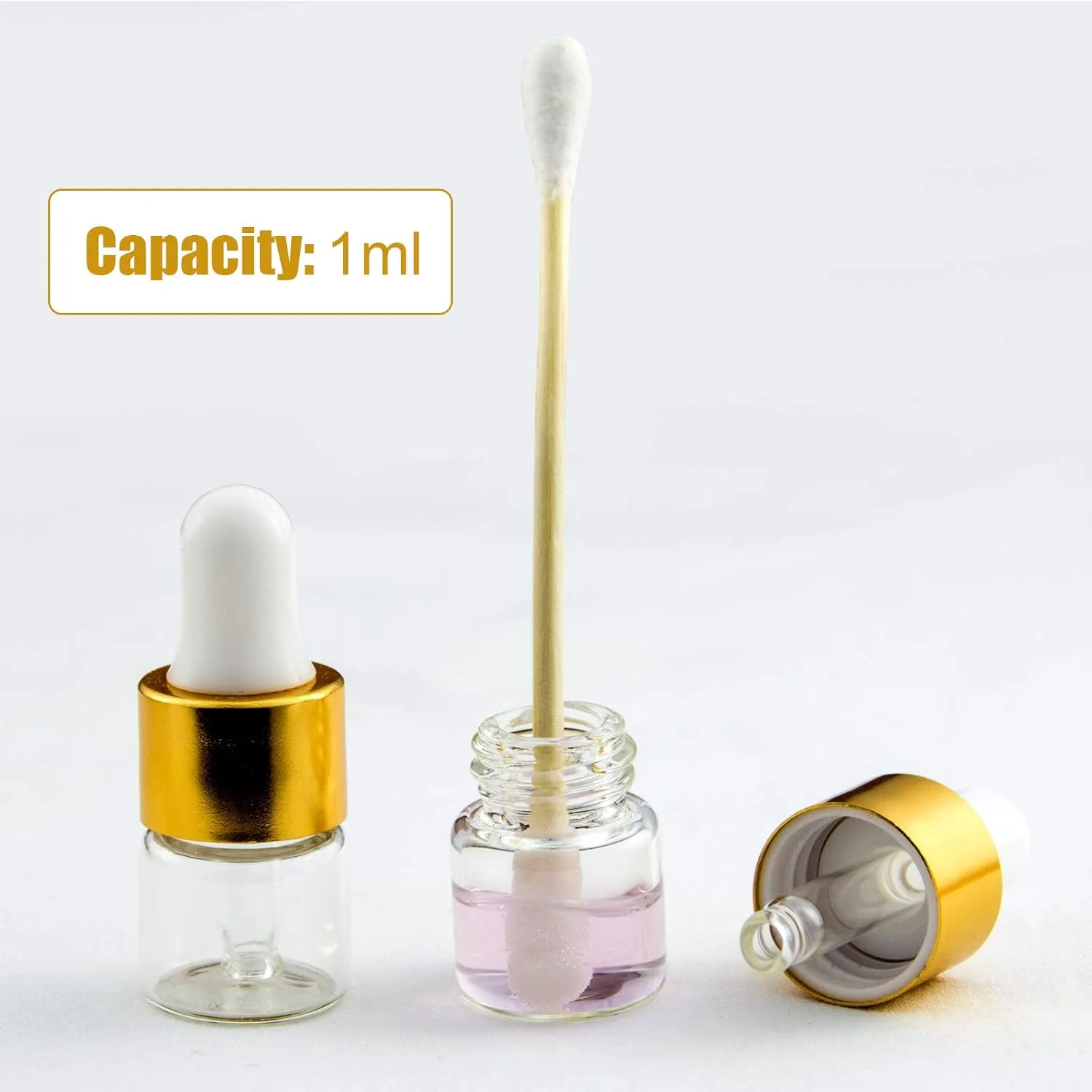 100 Pcs Sample Dropper Bottles, 1ml Clear Mini Dropper Bottles with 2 Pcs Plastic Droppers for Traveling Essential Oils DIY Cosmetic Liquid Sample Perfume