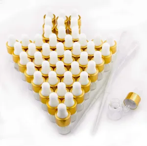 100 Pcs Sample Dropper Bottles, 1ml Clear Mini Dropper Bottles with 2 Pcs Plastic Droppers for Traveling Essential Oils DIY Cosmetic Liquid Sample Perfume