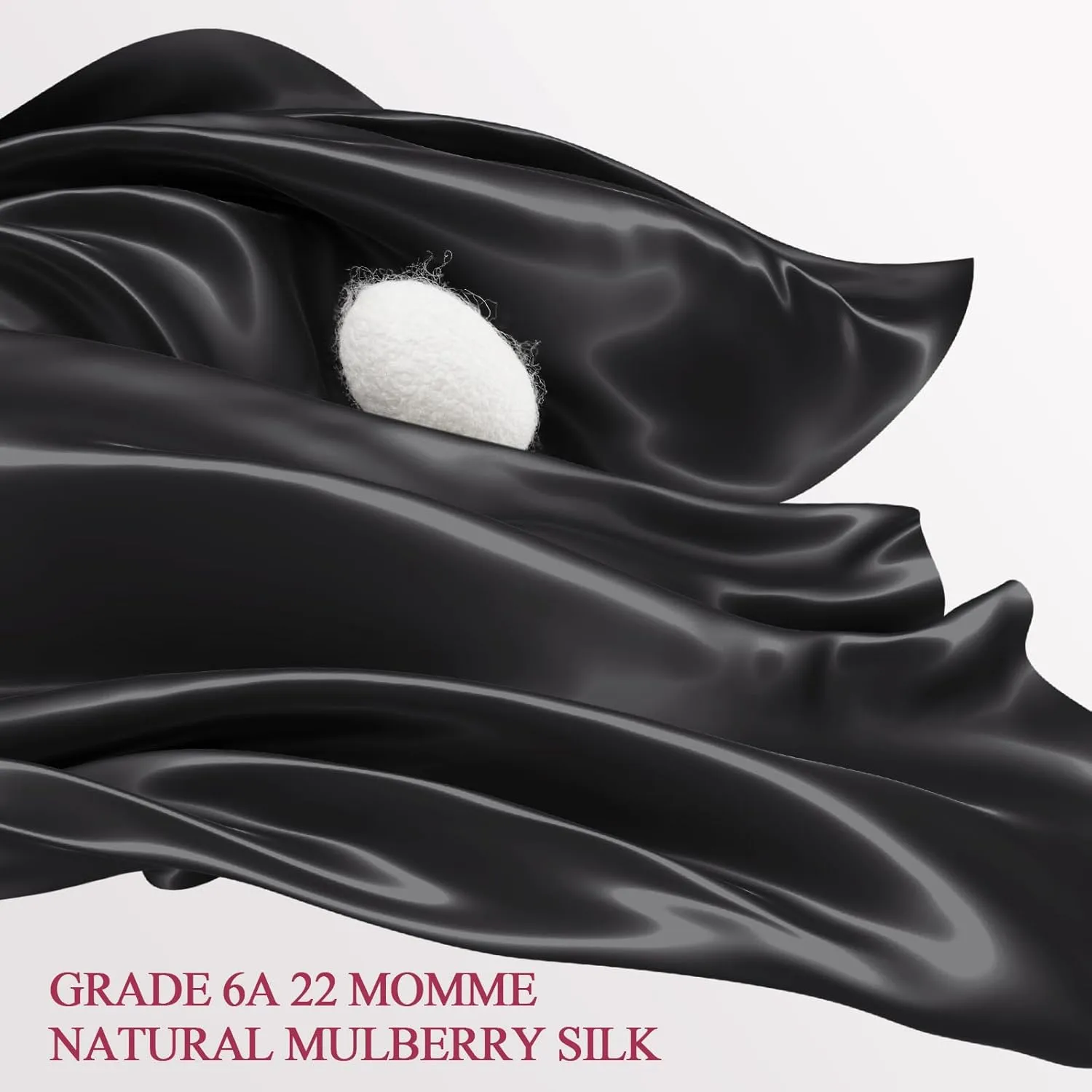 100% Silk Pillow Cases King Size Mulberry Silk Pillowcase for Hair and Skin 22 Momme Highest Grade 6A Silk with Hidden Zipper 20 x 36 Inches 1PC, Black