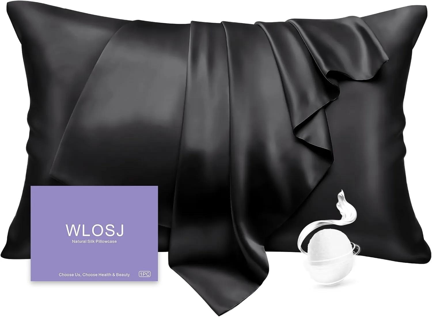 100% Silk Pillow Cases King Size Mulberry Silk Pillowcase for Hair and Skin 22 Momme Highest Grade 6A Silk with Hidden Zipper 20 x 36 Inches 1PC, Black