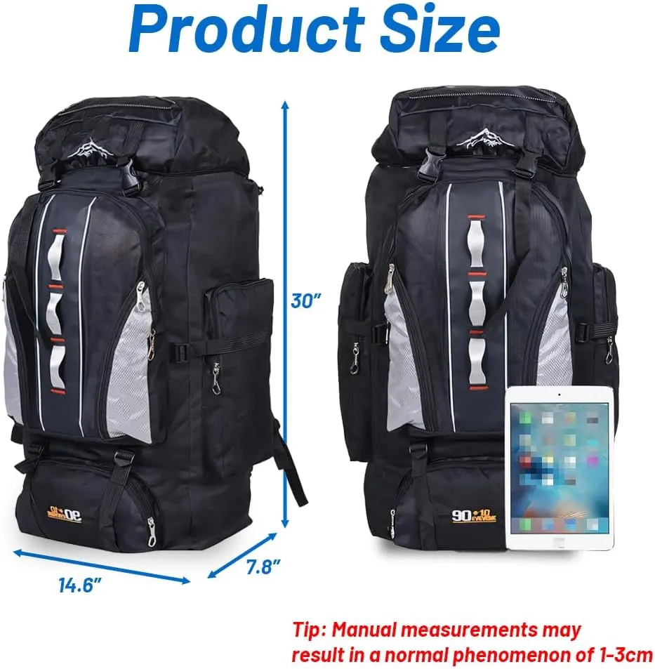 100L Camping Hiking Military Tactical Backpack - Water-Repellent Outdoor Sport Bag, Adjustable Travel Daypack for Outdoor Adventures, Orange