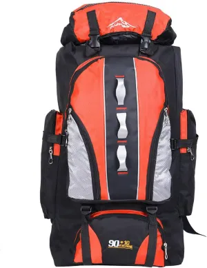100L Camping Hiking Military Tactical Backpack - Water-Repellent Outdoor Sport Bag, Adjustable Travel Daypack for Outdoor Adventures, Orange