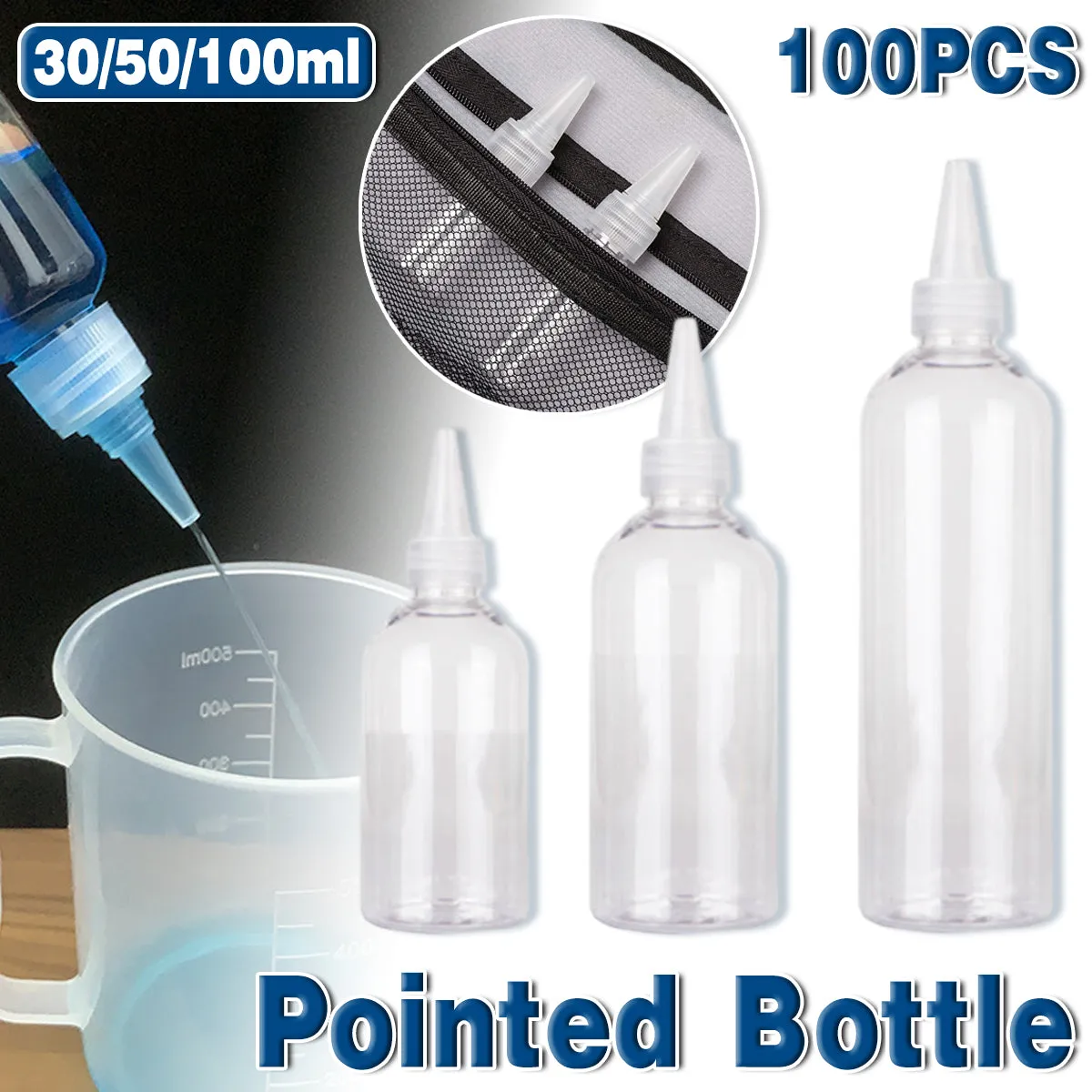 100pcs Needle Tip Plastic Bottles Transparent Squeeze Dispensing Bottle DIY Tool