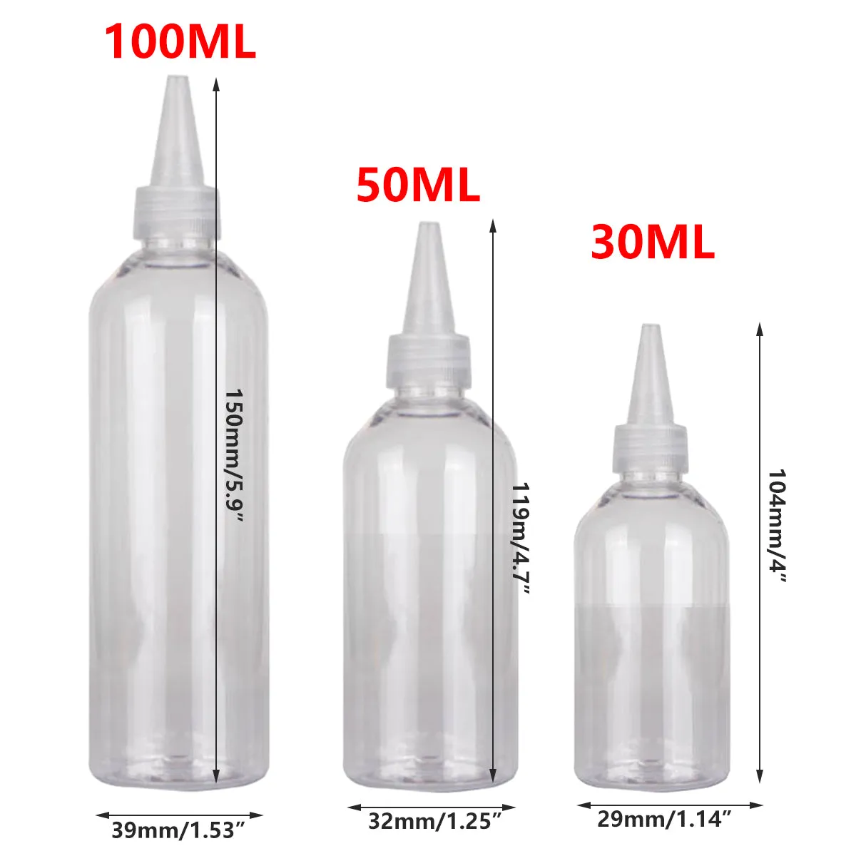 100pcs Needle Tip Plastic Bottles Transparent Squeeze Dispensing Bottle DIY Tool