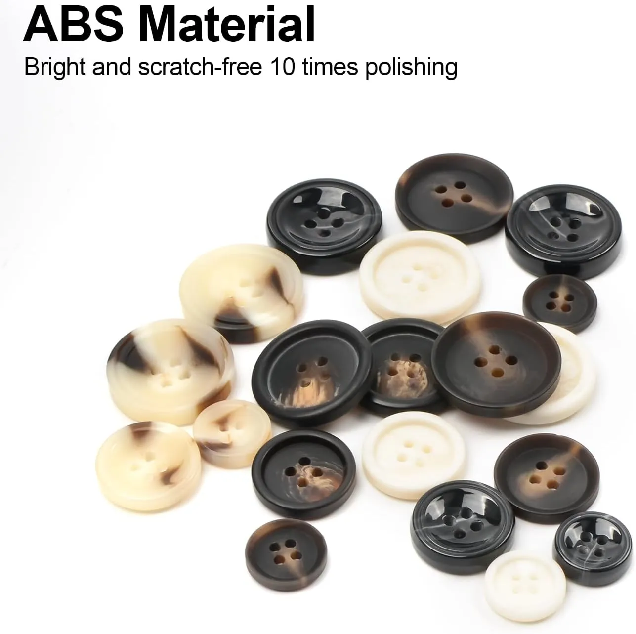 110Pcs Mixed Sewing Buttons, 4-Hole Craft Round Blazer Buttons, 5 Color 3 Size (15mm, 20mm, 25mm) Suit Coats Resin Button, Suitable for Variety Clothing Sewing, DIY Craft (Black & White)