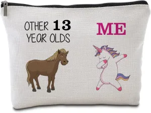 13th Birthday Gifts for Her Travel Makeup Bag Funny Unicorn Gift Bag Other 13 Year Old Me Unicorn 13 Year Old Gift Ideas Birthday Decorations Gifts for Niece Daughter 13 Year Old Girl