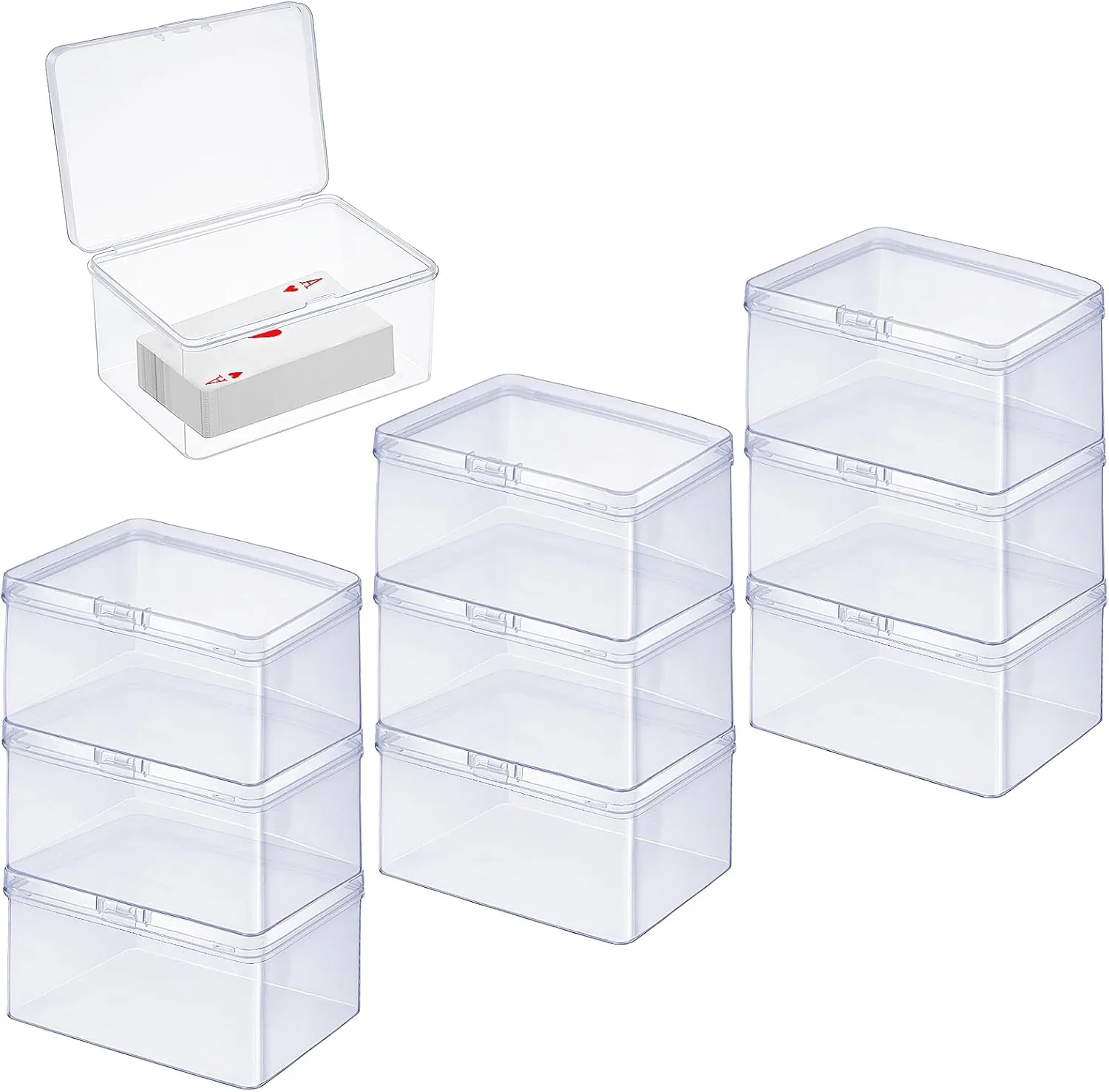 14 Pcs Playing Card Case Clear Playing Card Box Playing Deck Card Storage Box Card Deck Holder Card Organizer Compatible with MTG/TCG Baseball Sports Cards, 4.33 x 2.95 x 2.17 Inch