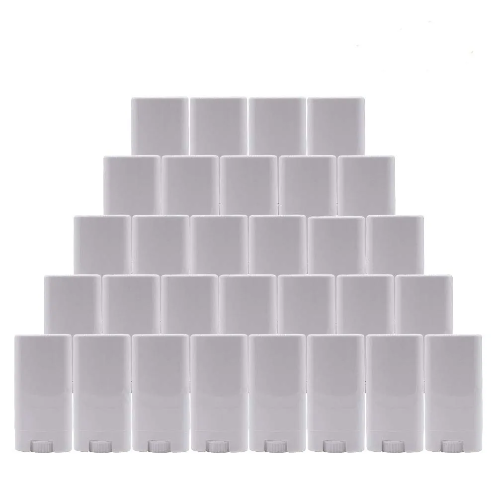 15ml White Plastic Deodorant Containers 0.5 Oz New Empty Oval Lip Balm Tubes for Lipstick Crayon Chapstick DIY Make Your Own Deodorant Moisturizer Lotion Bar,30 Pack