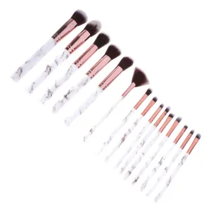 15pcs Marble Makeup Brush Set Nylon Bristles for Even Application Plastic Handle Essential Cosmetic Tools for Women for Makeup Enthusiasts