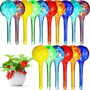 16 Pcs Plant Watering Devices 150ml Small Self Watering Globes for Indoor and Outdoor Planter Insert Multicolored Automatic Glass Watering Globes for Plants Everyday Use, 5 Day Irrigation