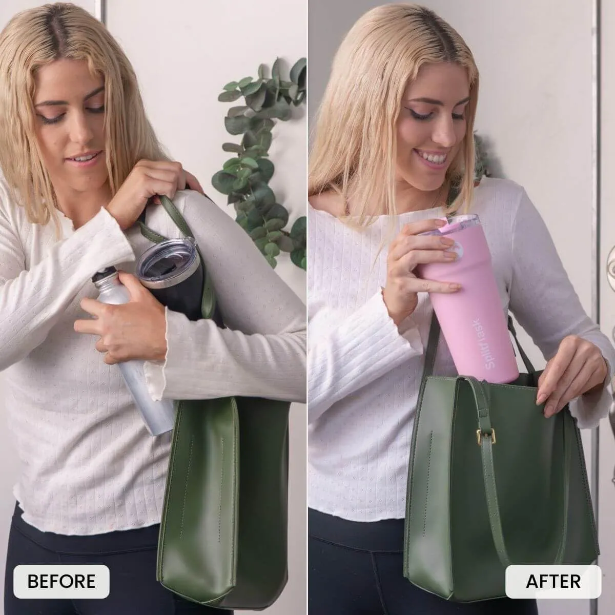 2-in-1 Hot & Cold Vacuum Insulated Tumblers, 30oz Stainless Steel Dual Chamber, Leak-Proof, BPA-Free, Fits Cup Holder, Travel Coffee Mug, Split Cup, 2 Drink, 2 Sides, Coffee & Water (Elle Pink)