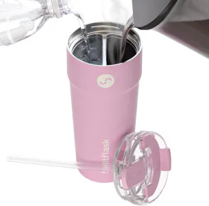 2-in-1 Hot & Cold Vacuum Insulated Tumblers, 30oz Stainless Steel Dual Chamber, Leak-Proof, BPA-Free, Fits Cup Holder, Travel Coffee Mug, Split Cup, 2 Drink, 2 Sides, Coffee & Water (Elle Pink)
