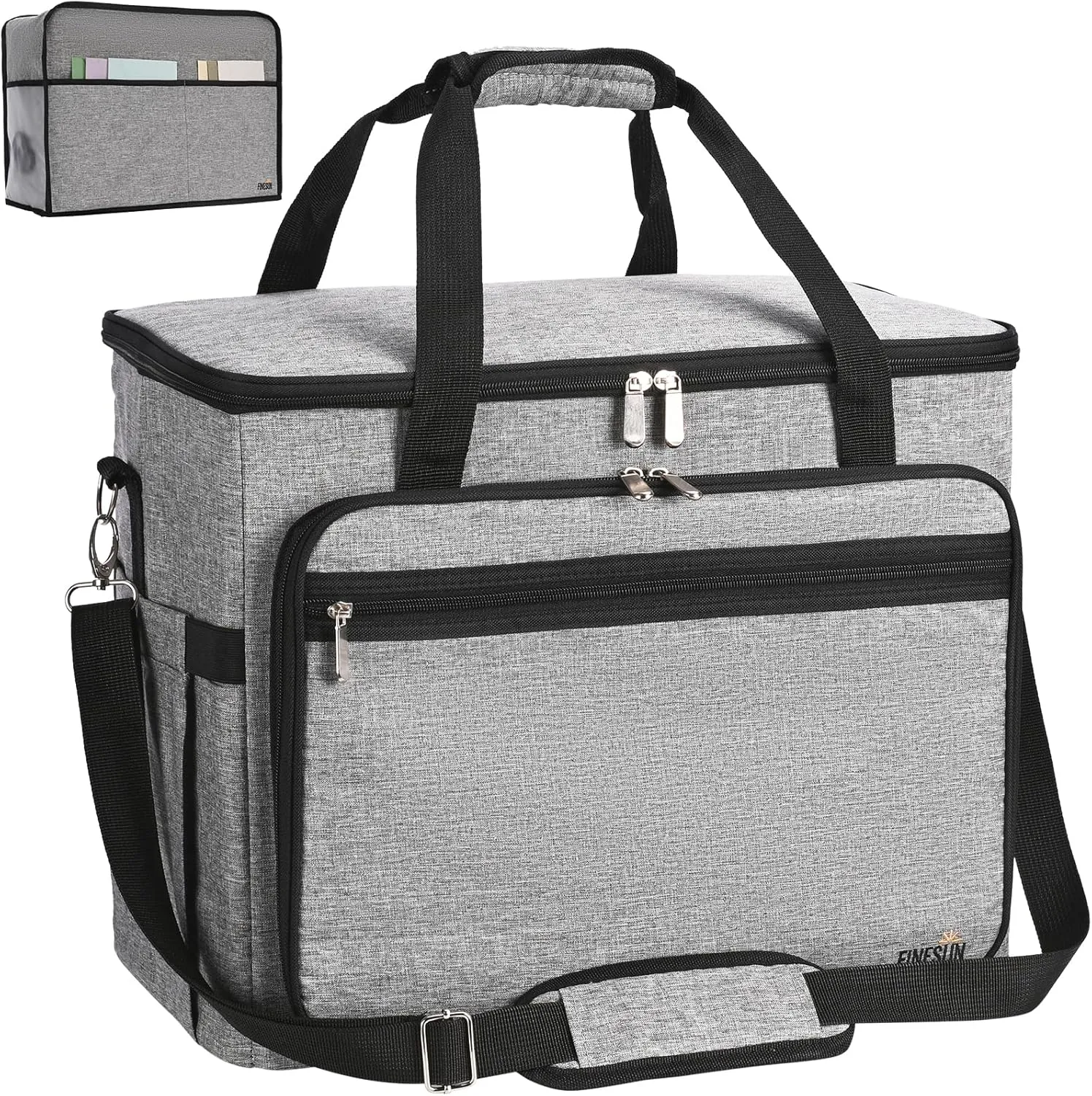 2 in 1 Sewing Machine Bag and pad,Foldable Deluxe Sewing Machine Carrying Case for Brother, Singer, Bernina and Most Machines (grey, case)