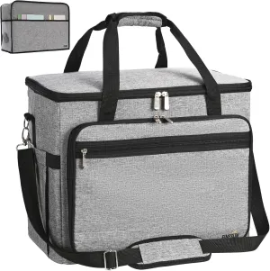 2 in 1 Sewing Machine Bag and pad,Foldable Deluxe Sewing Machine Carrying Case for Brother, Singer, Bernina and Most Machines (grey, case)
