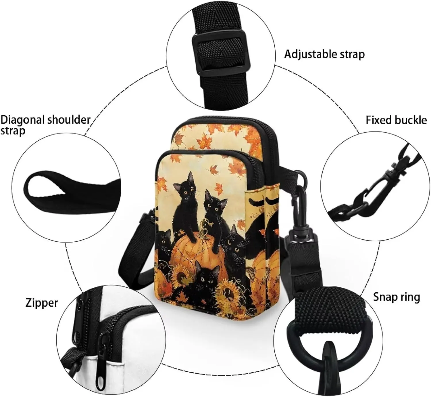 2 Layer Crossbody Bag Messenger Satchel Bags Wallet Phone Case for Men Women