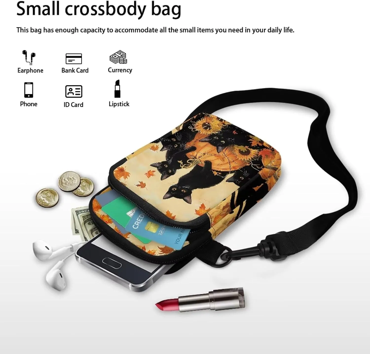 2 Layer Crossbody Bag Messenger Satchel Bags Wallet Phone Case for Men Women