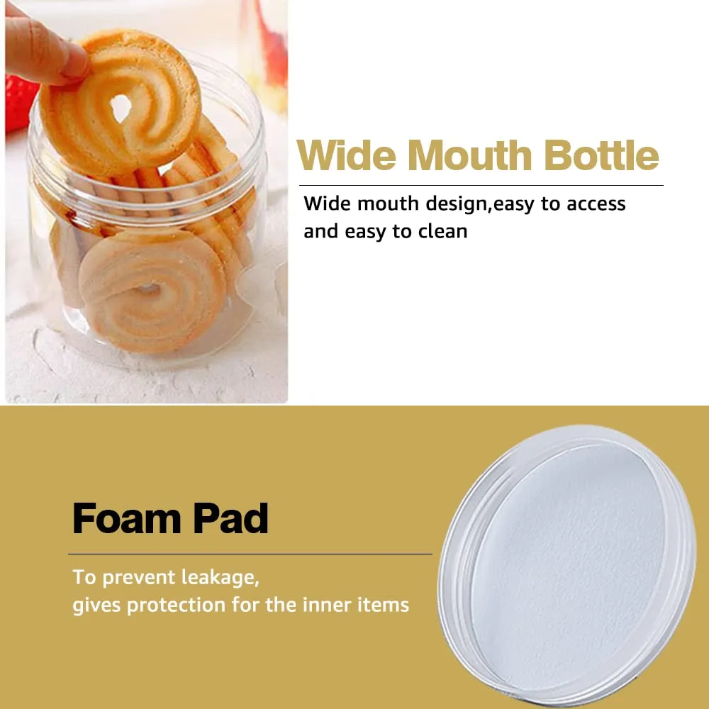 2 oz Plastic Containers with Lids 60pcs Plastic Jars with Clear Lids   3/5/10 Gram 12pcs Sample Containers Travel Jar– Great for Lip Scrub, Body Butters, Cream, Lotion, Labels & Spatulas (72 Pack)