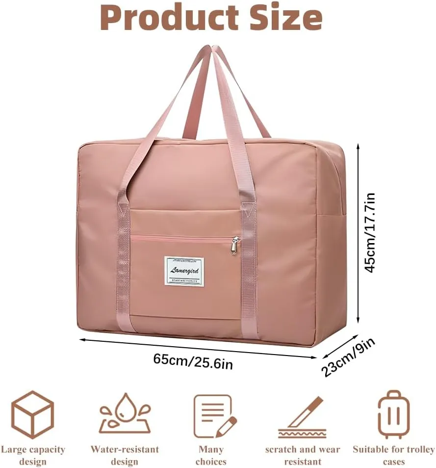2 PCS Duffel Bag for Travel, Tote Lightweight Weekender Bags for Women, Waterproof Gym Carry on Bag Duffel Bag for Women and Men（XL, Black, Pink）