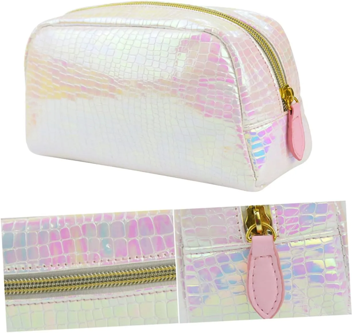 2 Pcs Snakeskin Grain Design Rose Flower Hair Ties for Tattooing Toiletries Bag Pu Travel Bag, As Shown, medium