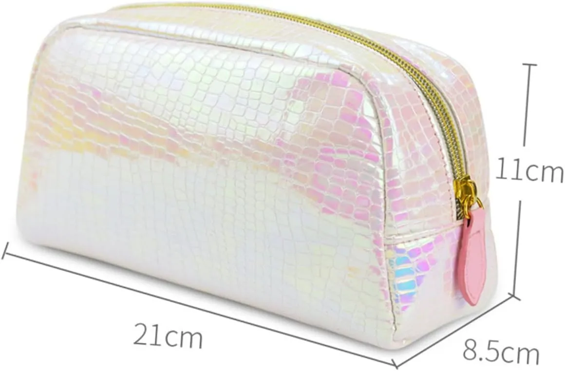 2 Pcs Snakeskin Grain Design Rose Flower Hair Ties for Tattooing Toiletries Bag Pu Travel Bag, As Shown, medium