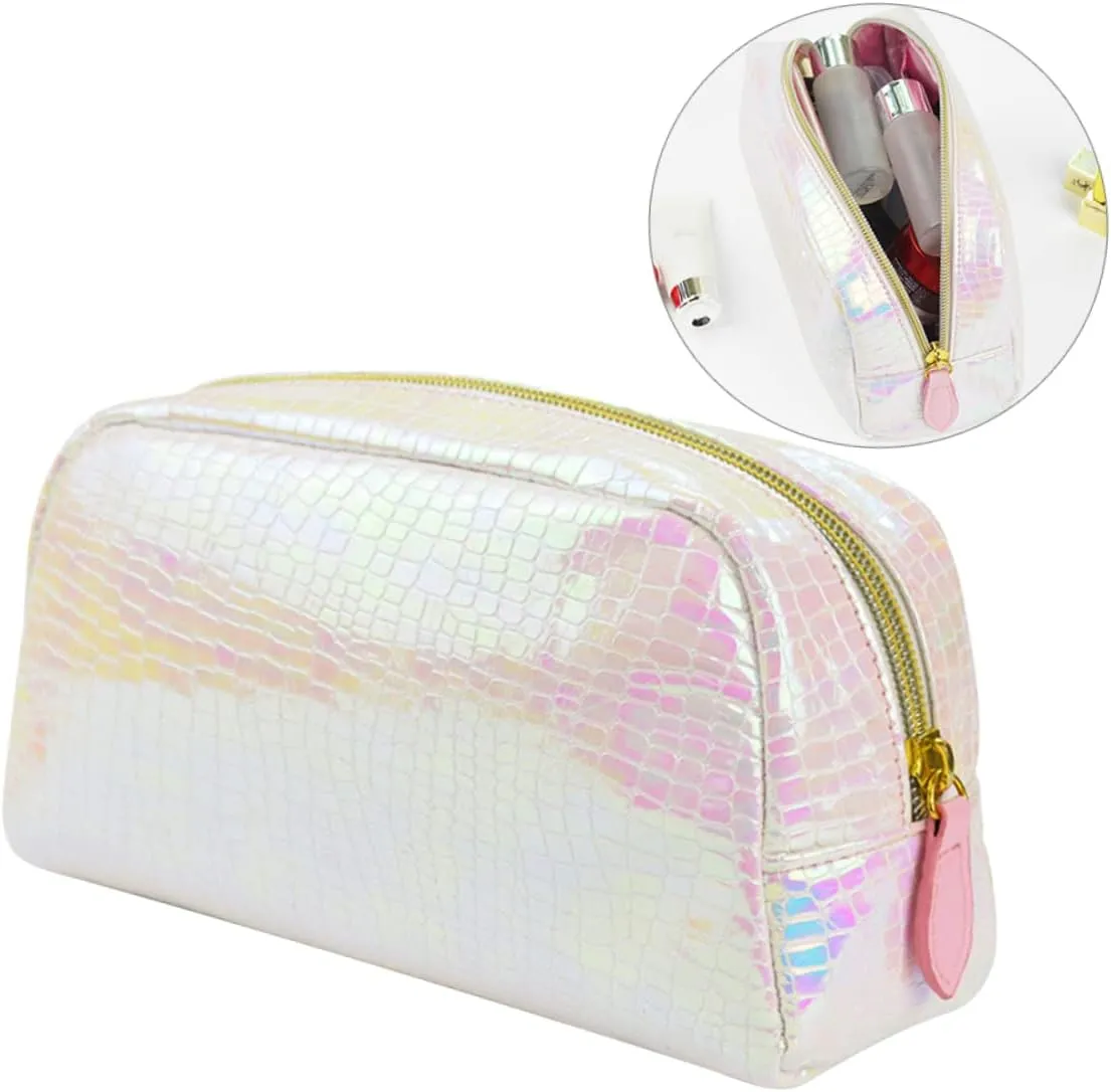 2 Pcs Snakeskin Grain Design Rose Flower Hair Ties for Tattooing Toiletries Bag Pu Travel Bag, As Shown, medium