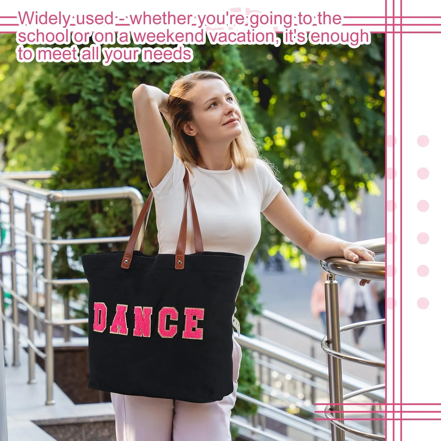 2 Pcs Tote Bag Gift for Teacher Nurse Dance Preppy Makeup Bag Cosmetic Women Chenille Letter School party