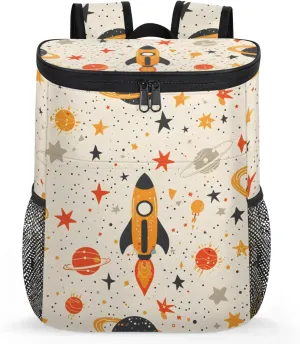 20-Hour Insulated Backpack Cooler Spaceship Cartoon Rocket Leakproof Cooler Bag Portable Cooler Backpack