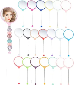 20 Pack Beadable Mirrors with Blank Bar Cute Travel Makeup Handheld Mirror Cosmetic Dazzling Mirror Portable Hand Mirrors for Women DIY Jewelry Making Beaded Crafts (18 Colors)