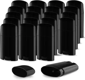 20 Pcs 50g/1.7oz Plastic Deodorant Containers Empty Top Filling Stick Tube Oval Deodorant Bottles for DIY Lotion Bar Sunscreen Lip Balm Cosmetic - Black