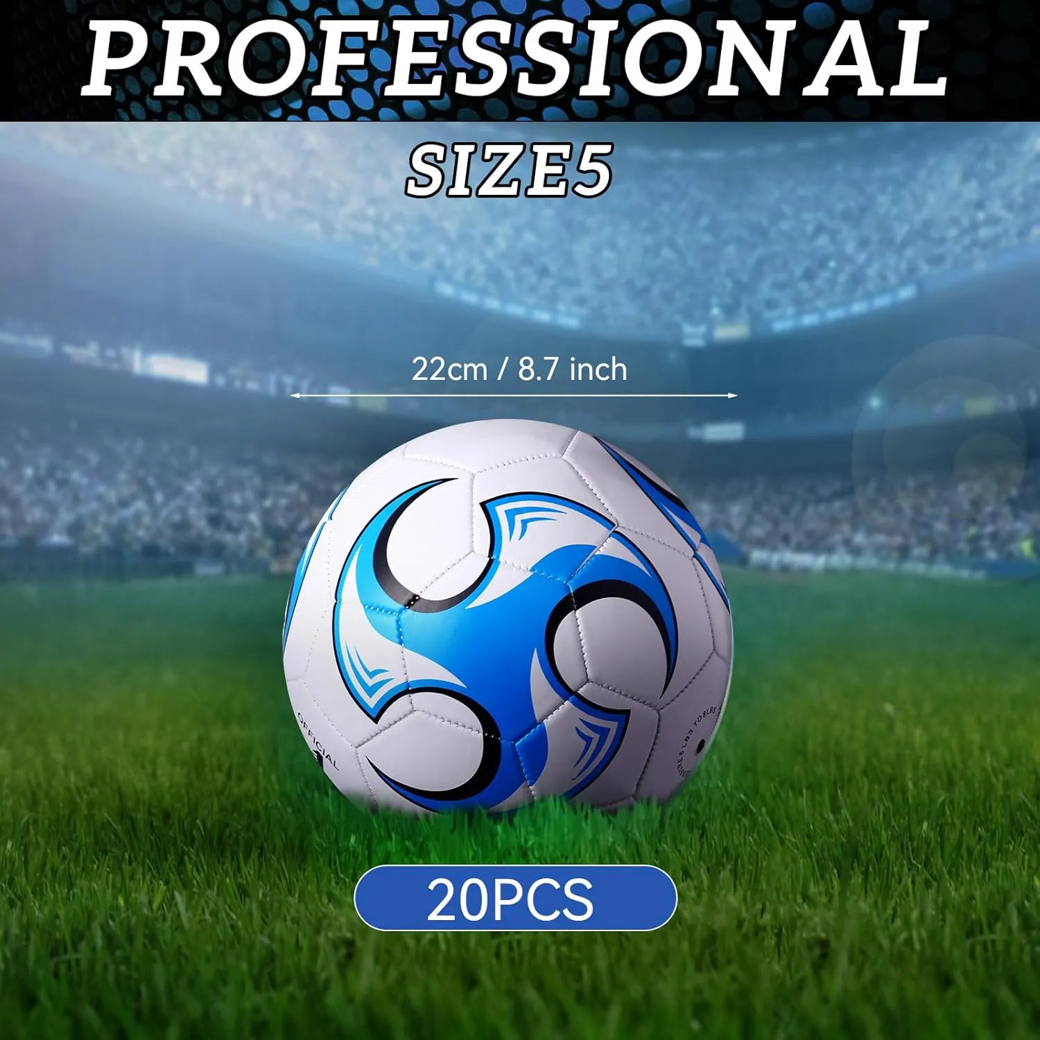 20 Pcs Soccer Balls Bulk with Pump and Net Bag Sport Ball Size 4 Size 5 Outdoor Deflated Soccer Ball for Youth Adult Training Practice Game Match Birthday Party Gift