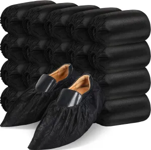 200 Pack Disposable Shoe Covers Black Disposable Boot and Shoe Booties Covers Waterproof Slip Resistant Booties Coverings(Large)