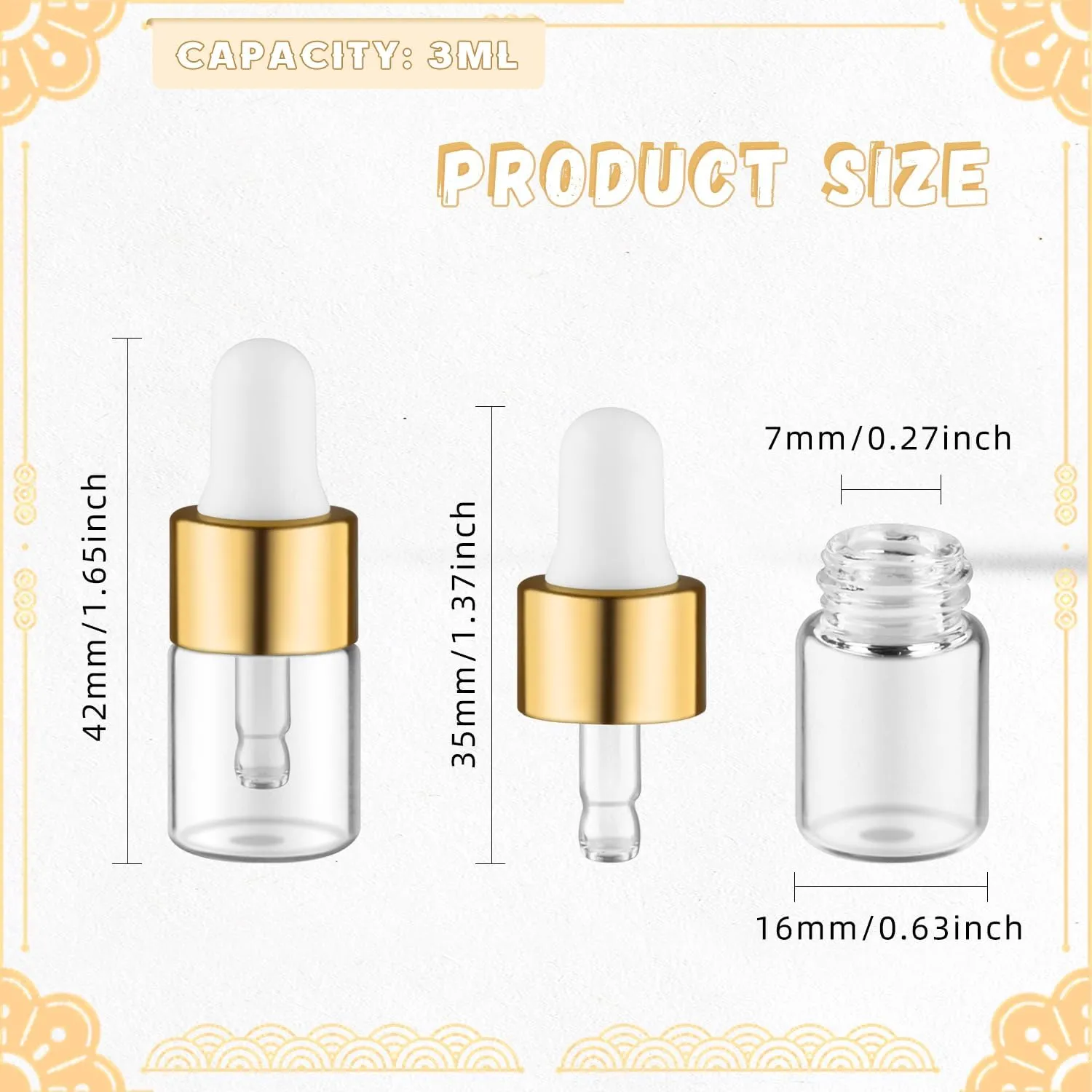 200 Pcs 2ml Clear Glass Dropper Bottles Mini Dropper Bottles with 3 Plastic Droppers & 1 Funnel for Essential Oils DIY Cosmetic Liquid Sample Travel