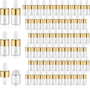 200 Pcs 2ml Clear Glass Dropper Bottles Mini Dropper Bottles with 3 Plastic Droppers & 1 Funnel for Essential Oils DIY Cosmetic Liquid Sample Travel