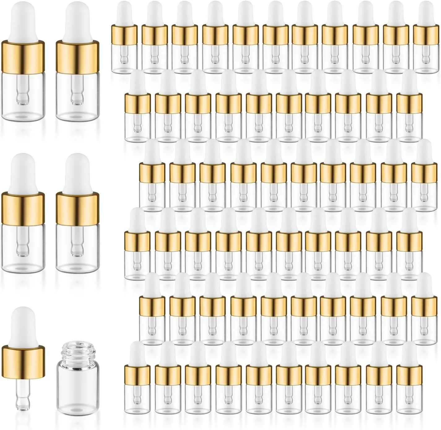 200 Pcs 2ml Clear Glass Dropper Bottles Mini Dropper Bottles with 3 Plastic Droppers & 1 Funnel for Essential Oils DIY Cosmetic Liquid Sample Travel