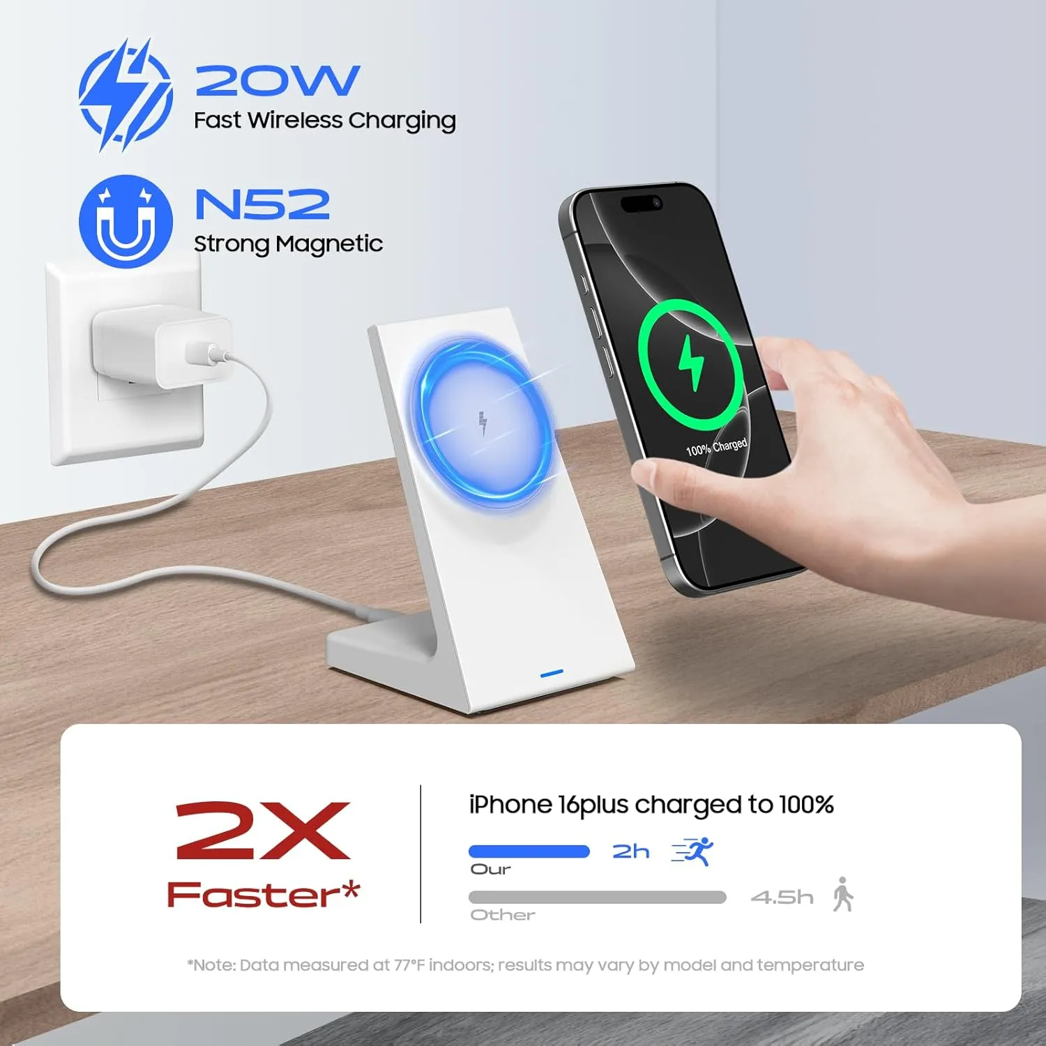 20w Fast Mag-Safe Charger Stand,Stickable Desk Magnetic Wireless Charging with 25w PD Adapter,Office Magnetic Phone Charger for iPhone 16e/16/16 Pro/16 Plus/16 Pro Max/15/14/13/12 Series