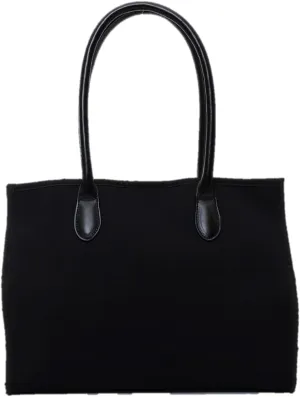 2253311001 Women's Tote Bag, Diver Style Fabric, Square Tote Bag, A4 Compatible, Black (210)