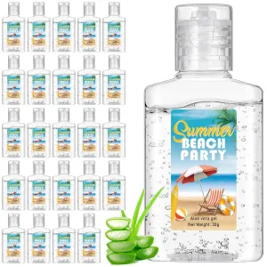 24 Pcs Mini 1oz Soothing Moisture Gel Travel Size Moisturizing Face Skin Gel Bulk for Thank You Gifts Summer Beach Wedding Party Supplies(Beach)
