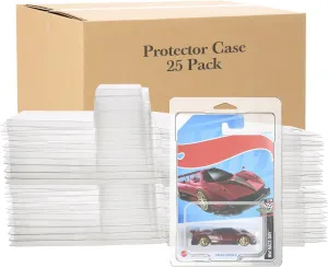 25 Pcs Protector Case Compatible with Hot Wheels Display Case Storage Case Plastic Model Car Clamshell Cases Display Clear Die Cast Car Blister Pack Covers Protector for Hotwheels Toy Car Set