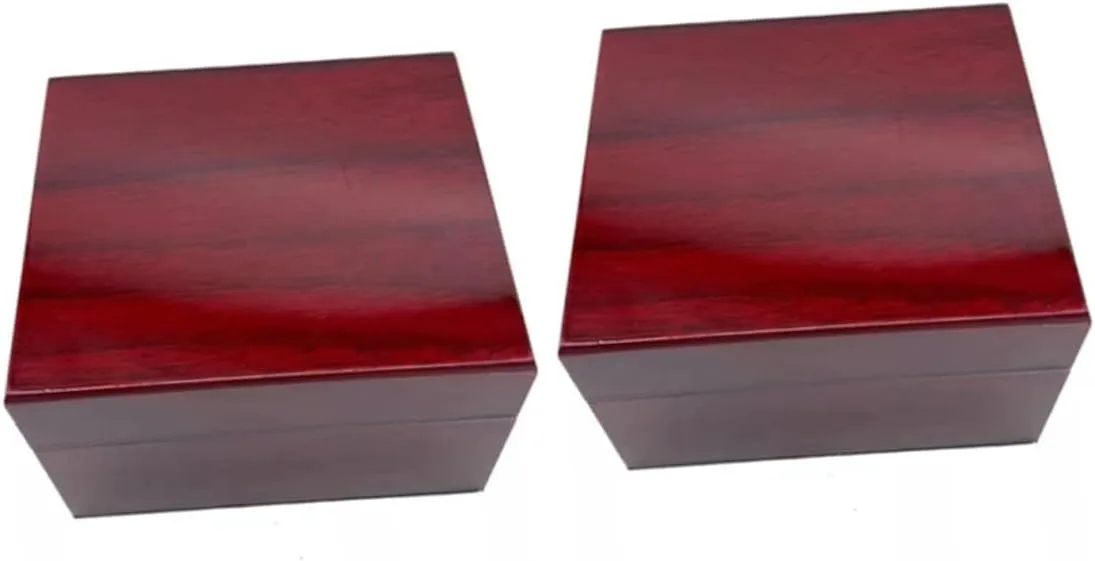2pcs Spray Painted Wooden Jewelry Box and Watch Storage Case Elegant Red Finish Removable Pillows for Jewelry and Watch for Home and Business Use