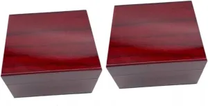 2pcs Spray Painted Wooden Jewelry Box and Watch Storage Case Elegant Red Finish Removable Pillows for Jewelry and Watch for Home and Business Use