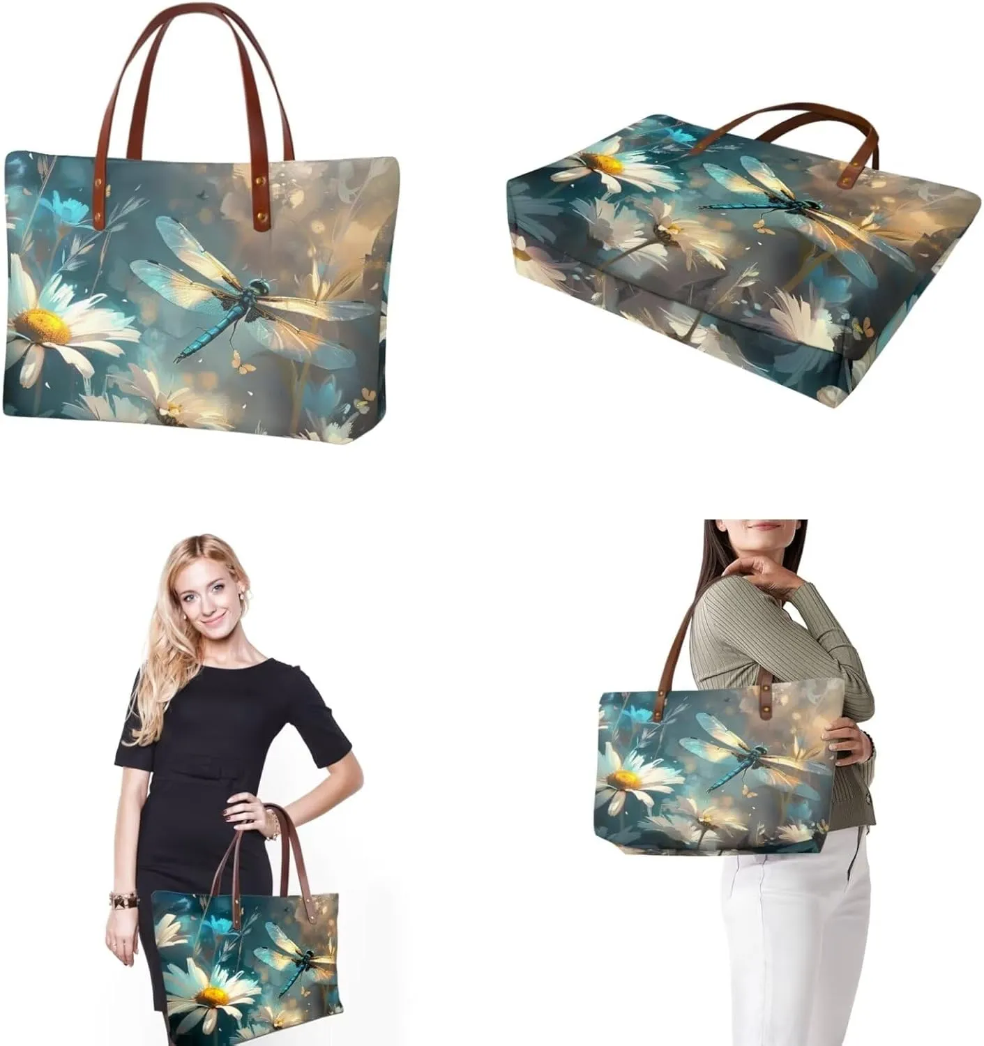 2PCS Tote Bag for Women Top Handle Purse with Wallet, Hobo Bag Tote Shoulder Bag with PU Cosmetic Bag