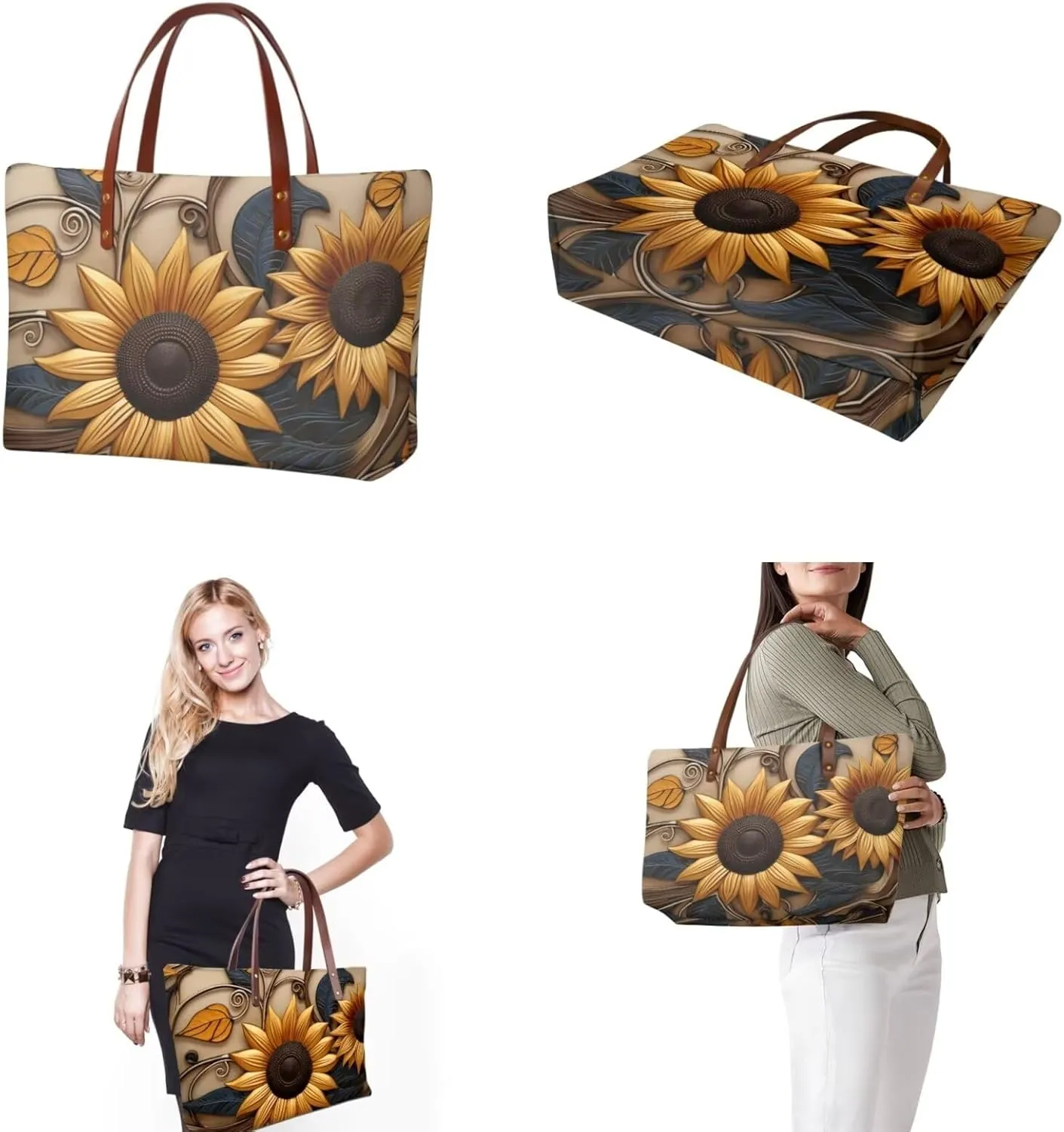2PCS Tote Bag for Women Top Handle Purse with Wallet, Hobo Bag Tote Shoulder Bag with PU Cosmetic Bag